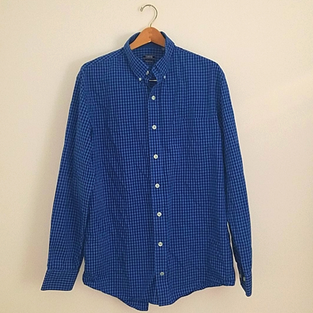 NWOT Izod Blue Plaid Button Down Large Tall
